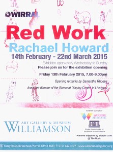 Red Work exhibition at Williamson Art Gallery PV invite
